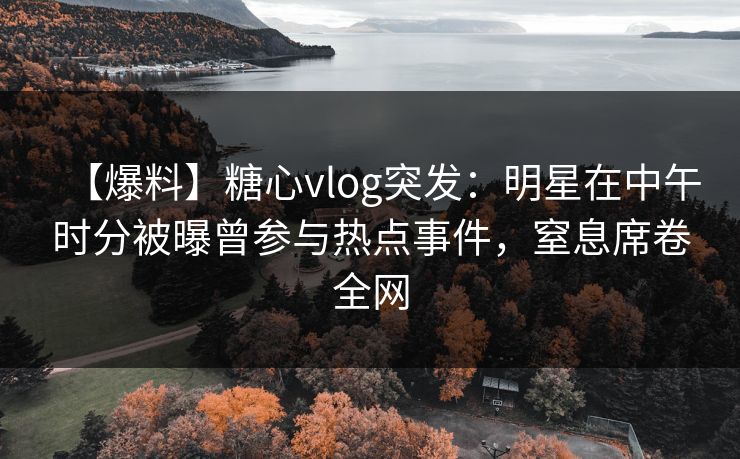 【爆料】糖心vlog突发:明星在中午时分被曝曾参与热点事件,窒息席卷全网