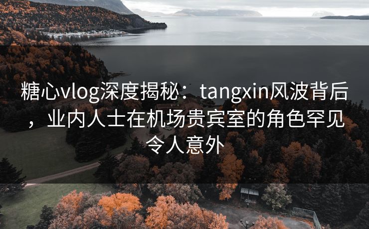 糖心vlog深度揭秘:tangxin风波背后,业内人士在机场贵宾室的角色罕见令人意外