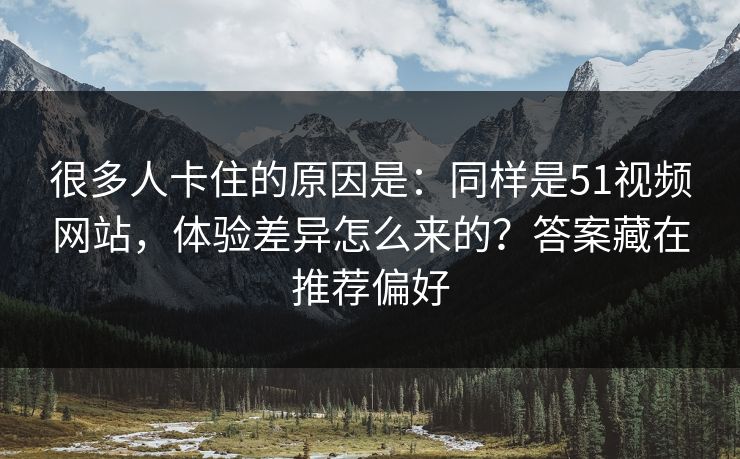 很多人卡住的原因是:同样是51视频网站,体验差异怎么来的?答案藏在推荐偏好