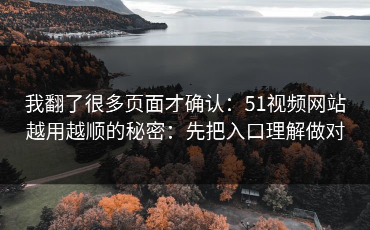 我翻了很多页面才确认:51视频网站越用越顺的秘密:先把入口理解做对