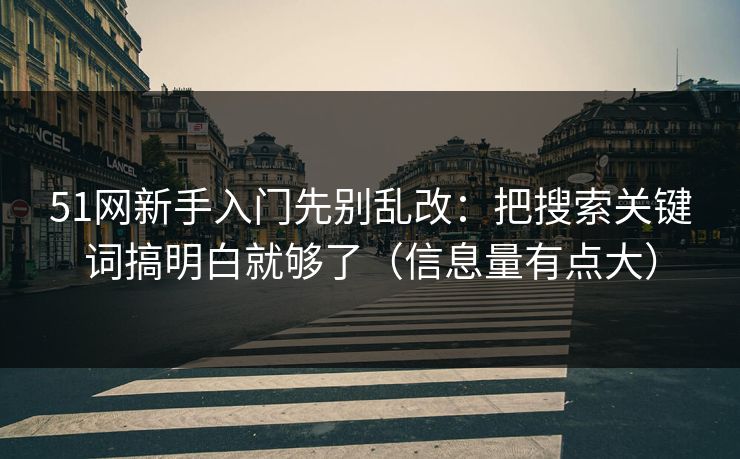 51网新手入门先别乱改:把搜索关键词搞明白就够了(信息量有点大) 51网新手入门先别乱改:把搜索关键词搞明白就够了(信息量有点大)